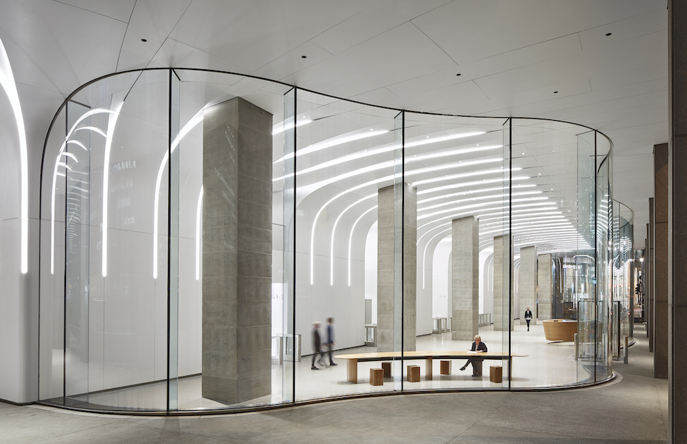 Corner detail of the Mercantile Exchange lobby