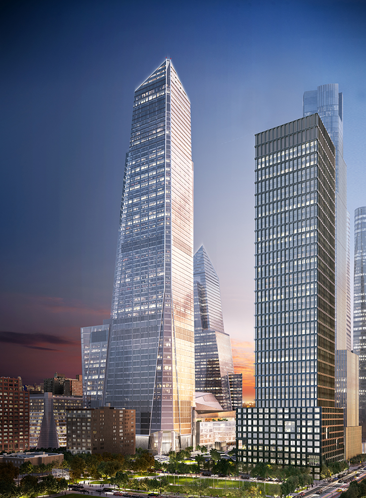 30 Hudson Yards, Looking Southeast with 55 Hudson Yards, Retail, 10 Hudson Yards and 35 Hudson Yards - courtesy of Related-Oxford
