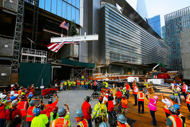 30 Hudson Yards Topping Out - Beam Begins Ascent - courtesy of Related-Oxford