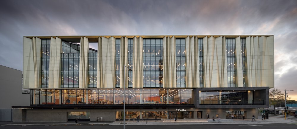 Perforated aluminum cladding of the Christchurch Central Library