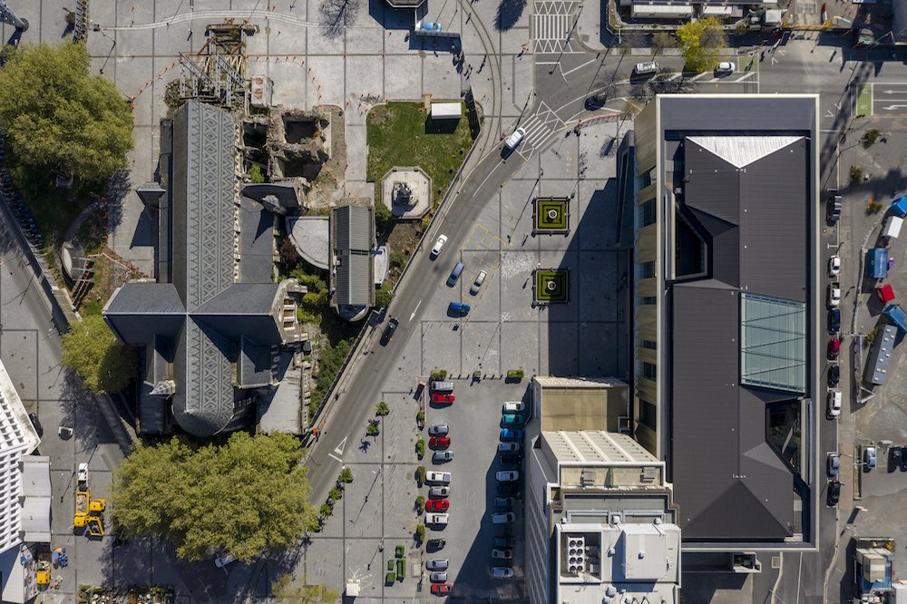 Perforated aluminum cladding of the Christchurch Central Library