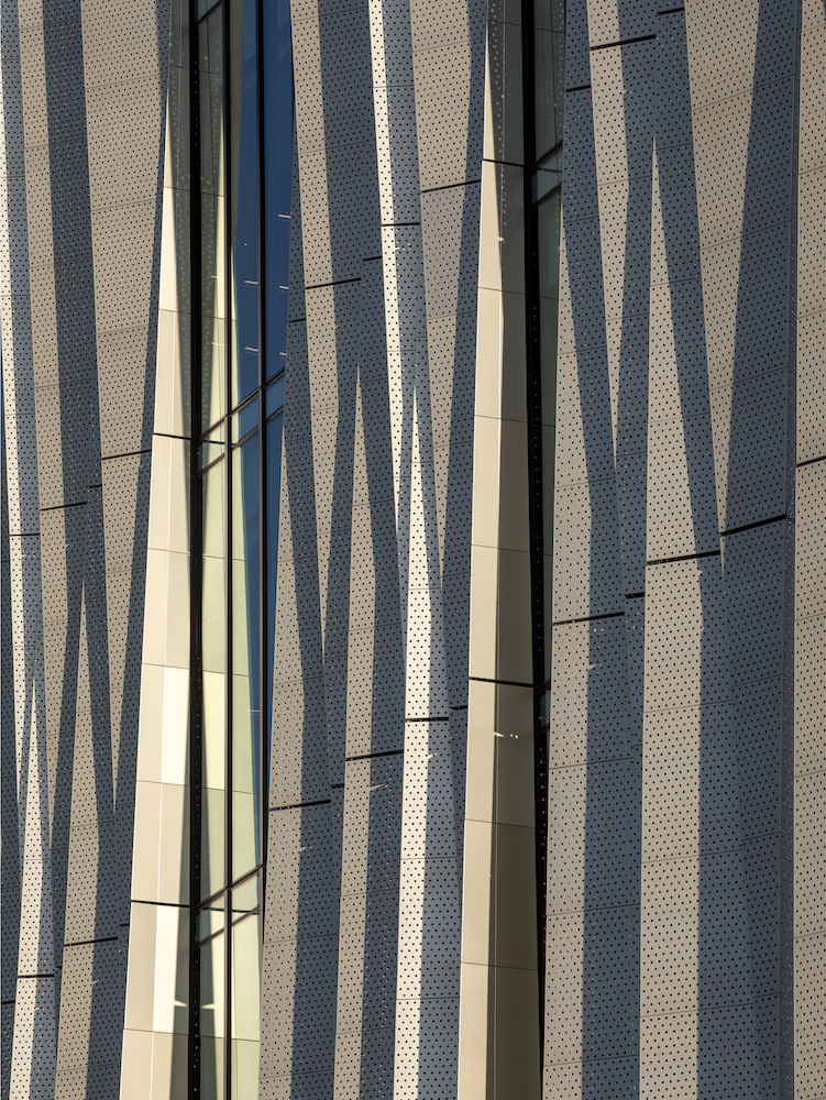 Perforated aluminum cladding of the Christchurch Central Library