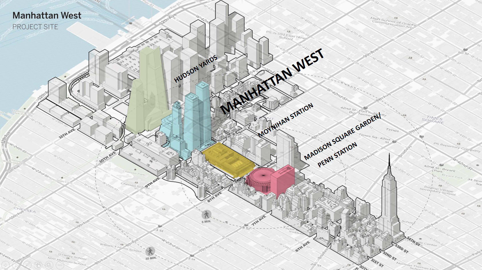 Aerial Diagram Manhattan West and Surroundings