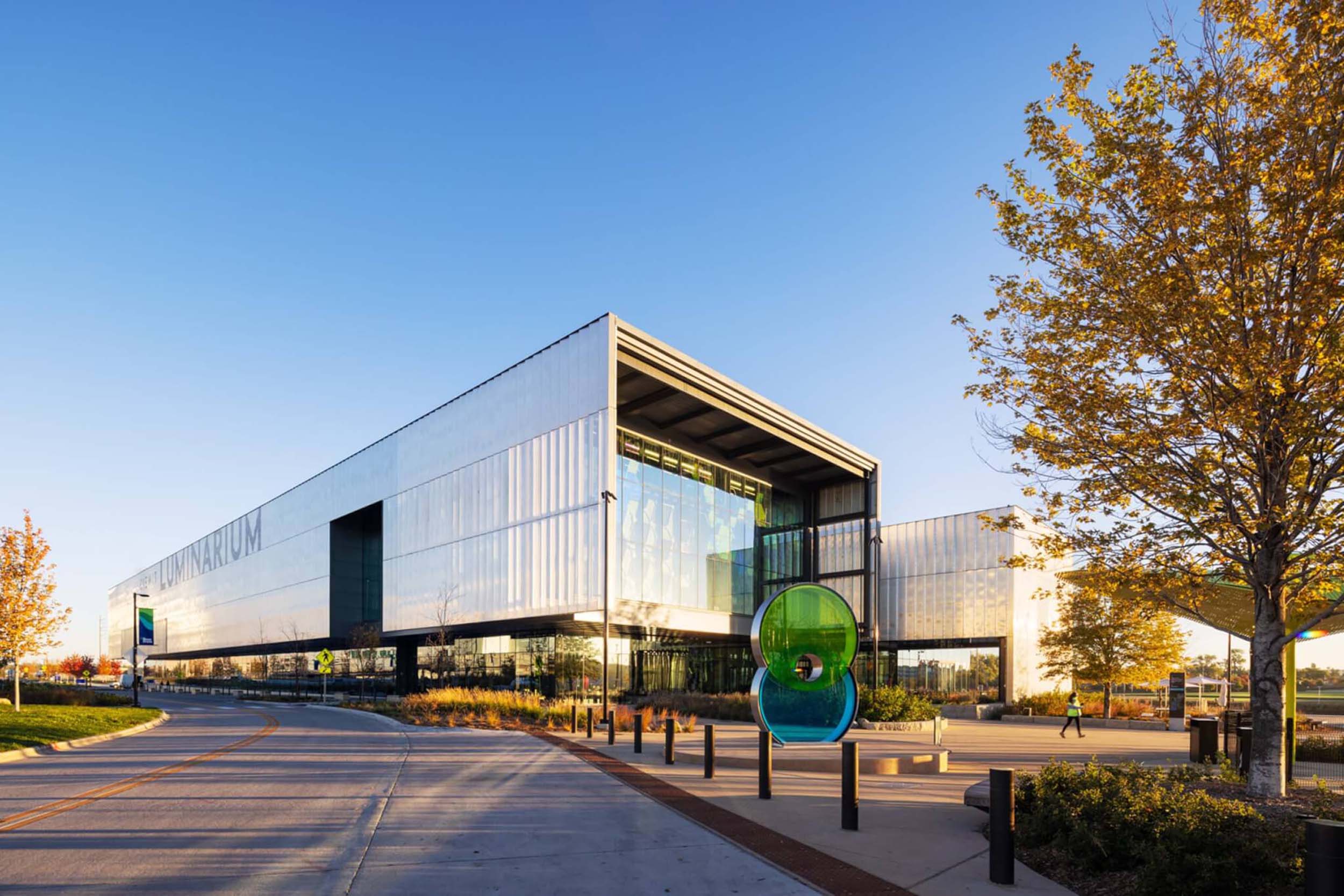 HDR encloses the Kiewit Luminarium with perforated aluminum panels