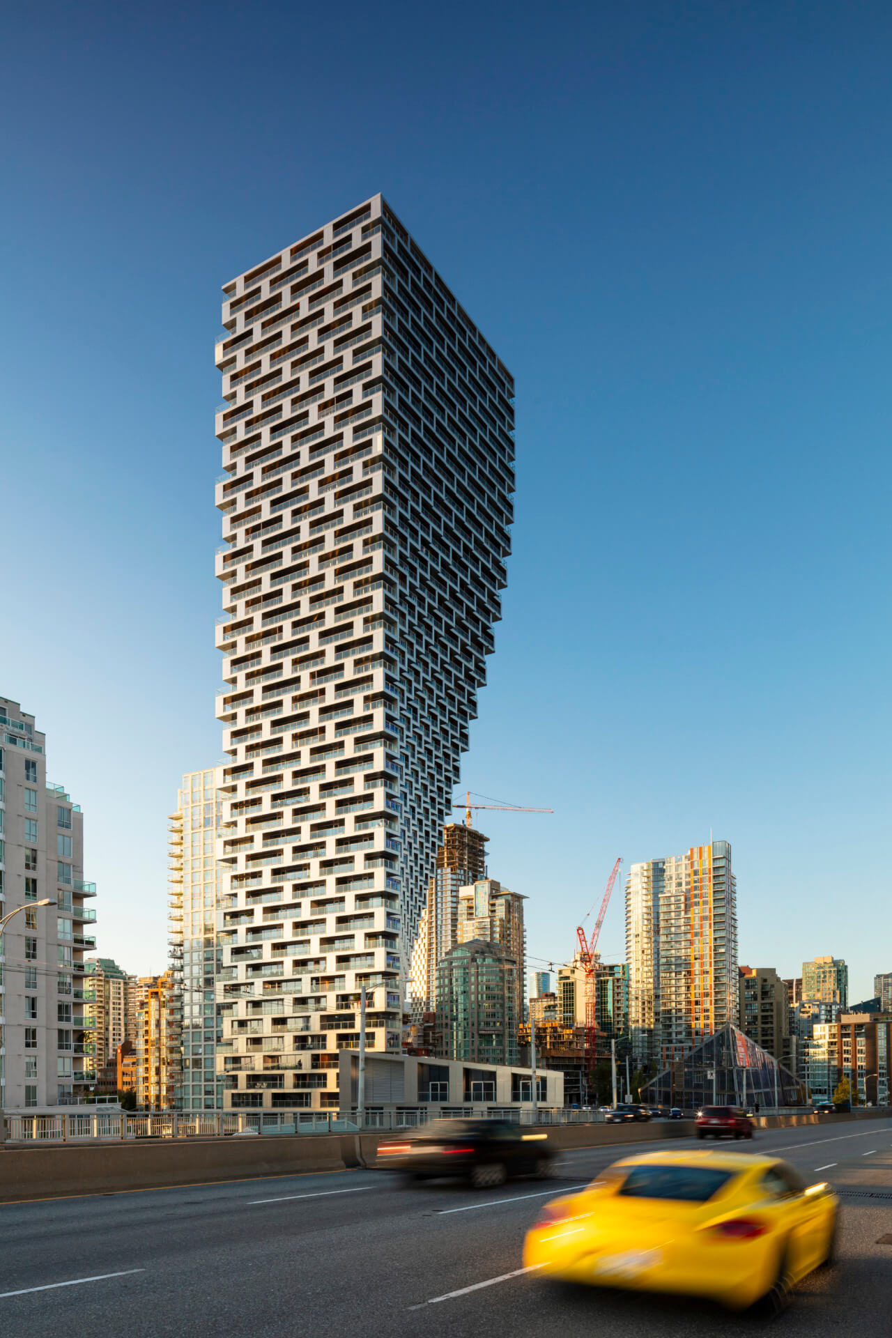 a tall twisting vancouver tower