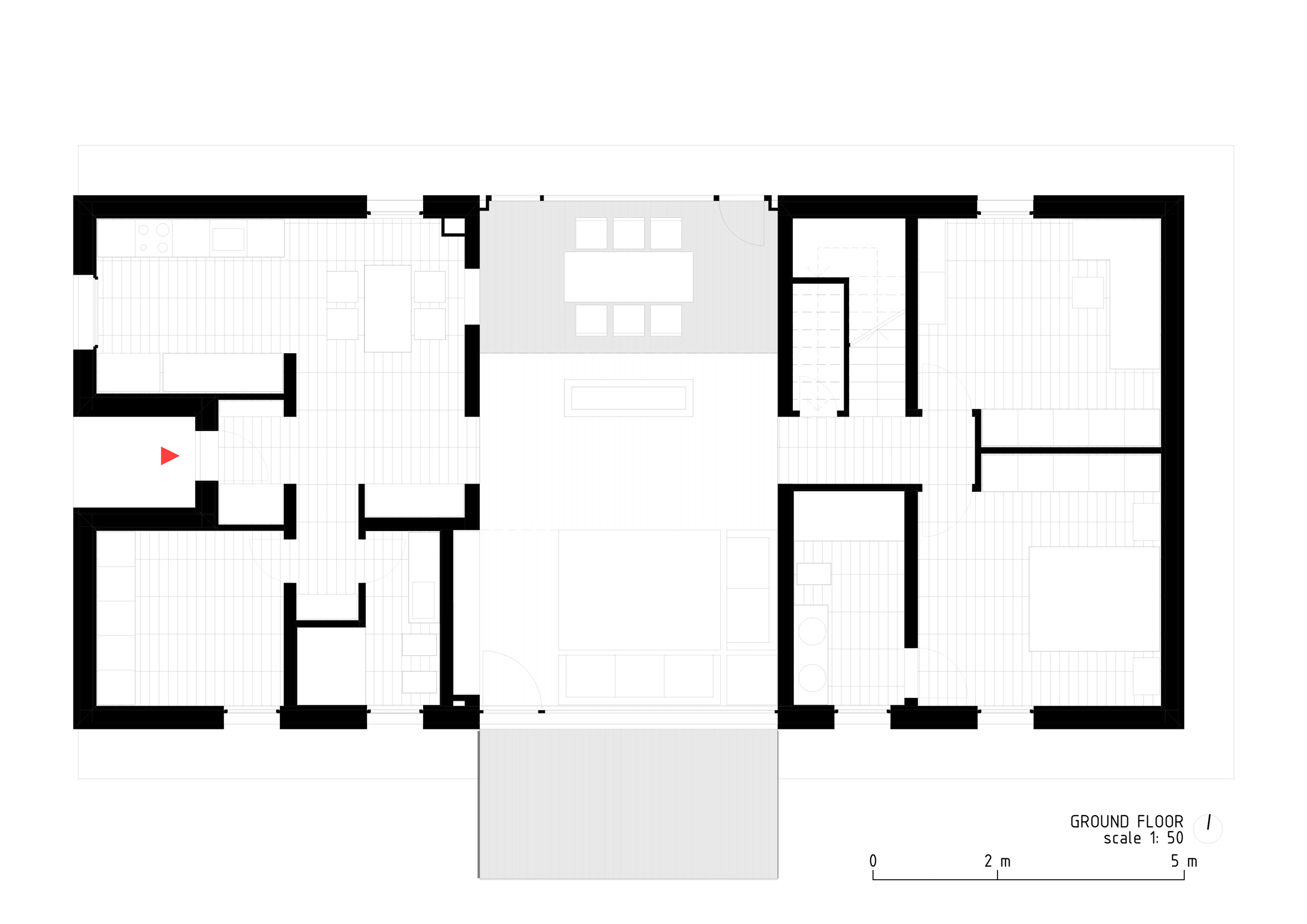 First level floor plan of Casa Quattro (Courtesy LCA Architetti)